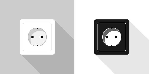 Zásuvka. Bílá a černá zásuvka, vektorové ikony. Zásuvka, izolovaná. Vektorová ilustrace - Vektor, obrázek
