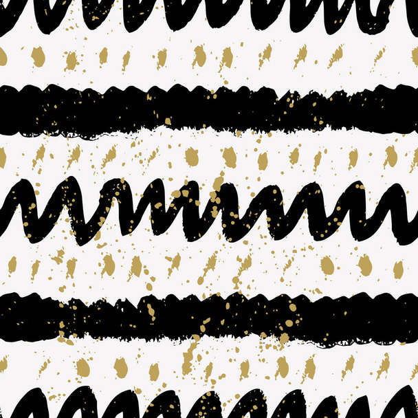 Vector seamless pattern with geometric brush strokes elements. Memphis geometric outline trendy modern style.  - ベクター画像