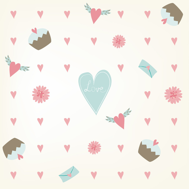 Sweet saemless Valentines Day pattern. - Vetor, Imagem
