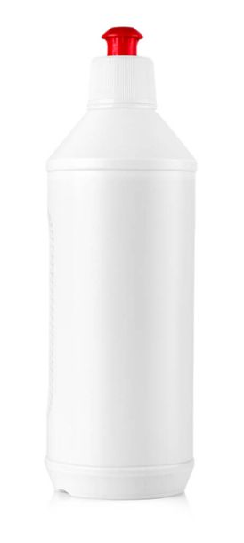 Біле прибиральне обладнання ізольовано на білому тлі. кольорові пластикові пляшки з миючим засобом ізольовані на білому тлі
 . - Фото, зображення