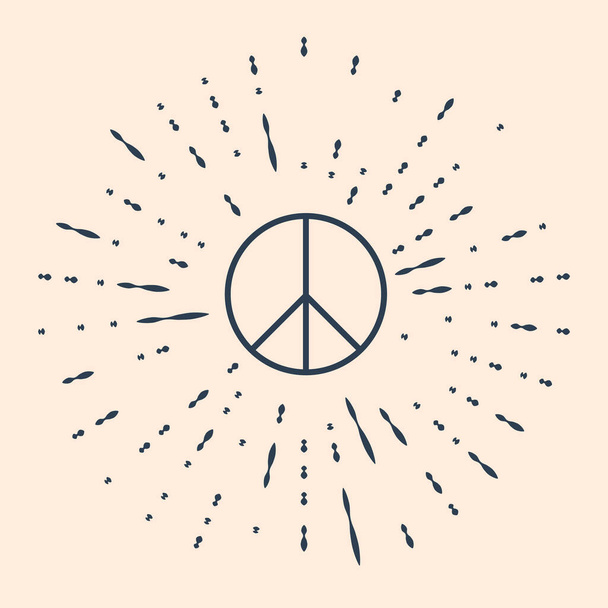 Ikone des schwarzen Friedens isoliert auf beigem Hintergrund. Hippie-Symbol für den Frieden. Abstrakte Kreis zufällige Punkte. Vektorillustration. - Vektor, Bild