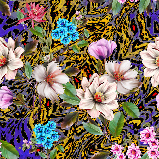fresco animal abstracto azulejo de fondo sin costuras
 - Foto, imagen
