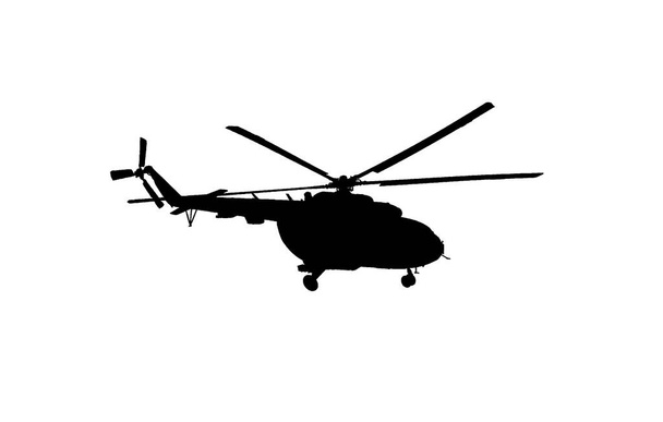 Silhouette of army helicopter isolated on white. Military machinery - Photo, Image
