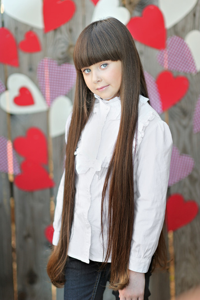 portrait of little girl with decor style Valentine's Day - Fotó, kép