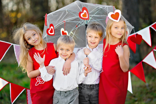 children with decor style Valentine's Day - Фото, изображение