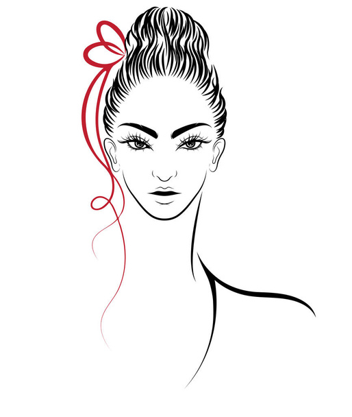 nő zsemle frizura ikon, logó nők fehér háttér - Vektor, kép