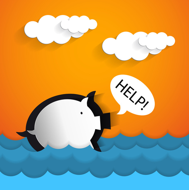 Drowning in debt - Vector, Image