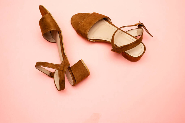 heel woman sandal isolated on pink - Фото, зображення