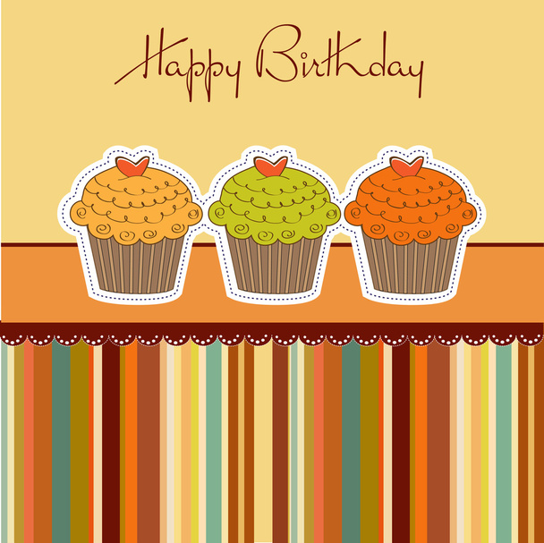 Happy Birthday cupcakes - Vector, Image
