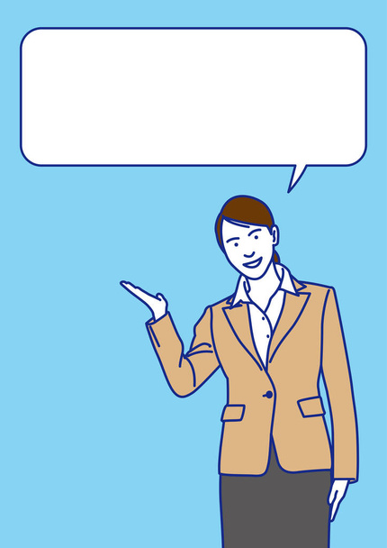 Mujer de negocios Orientación con globo del habla, ilustración vectorial
 - Vector, Imagen