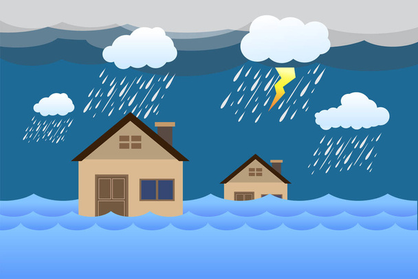 inondation de la ville, pluie et tempête, conception vectorielle. - Vecteur, image