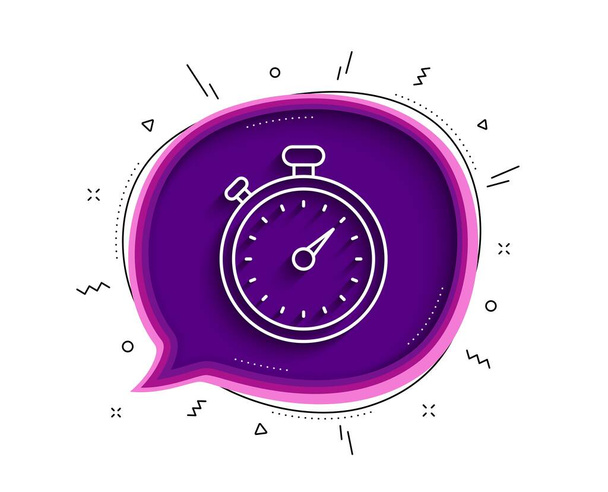 Timer line icon. Chat bubble with shadow. Stopwatch symbol. Time management sign. Thin line timer icon. Vector - Vetor, Imagem