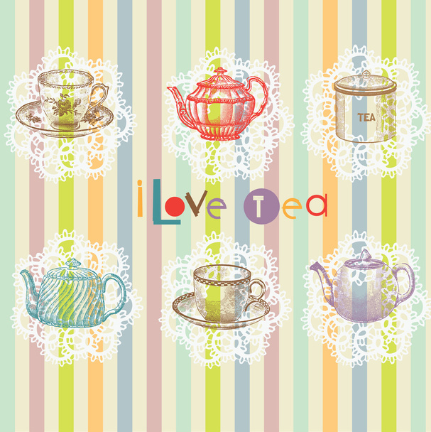 Tea time set - Vector, imagen