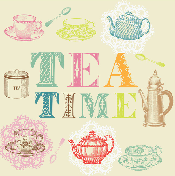 Tea time set - Vecteur, image