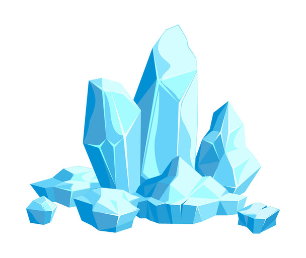 Pièces et cristaux de glace, icebergs pour la conception et la décoration - Vecteur, image