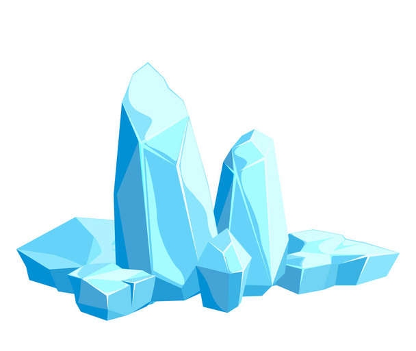 Jääpalat ja kiteet, jäävuoret muotoilua ja sisustusta varten - Vektori, kuva