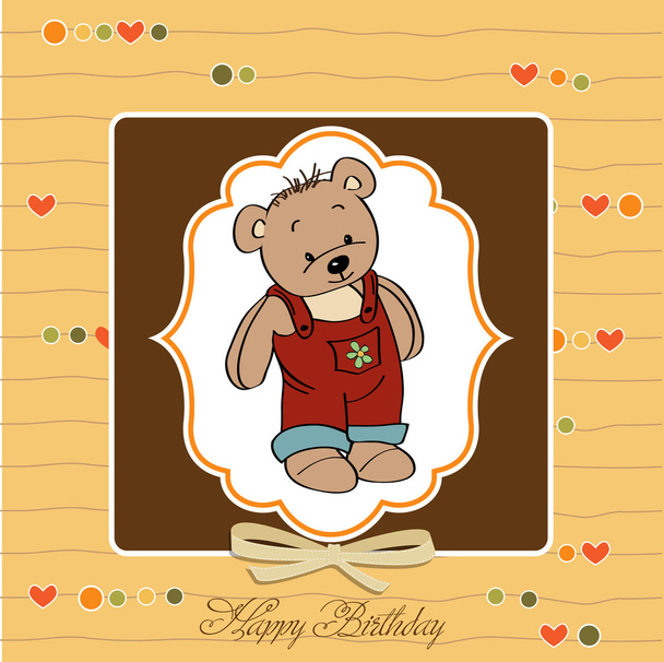 Baby shower card with cute teddy bear - Vector, Imagen