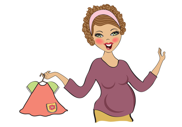 Pregnant woman at shopping - Vector, Image