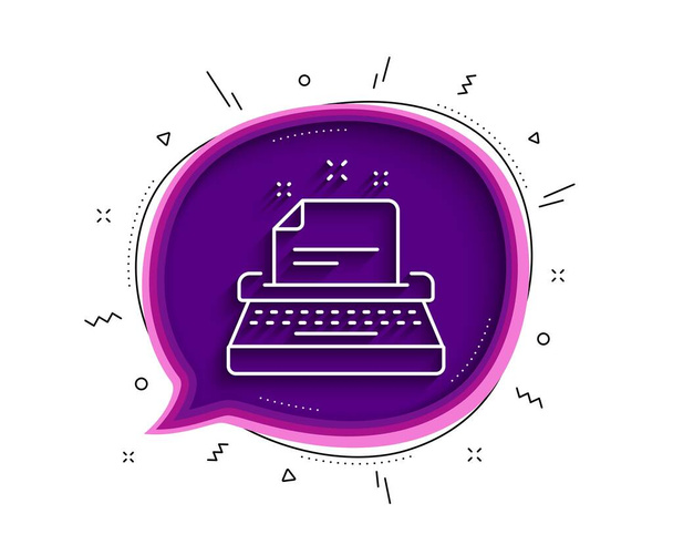 Typewriter line icon. Chat bubble with shadow. Documentation sign. Thin line typewriter icon. Vector - Вектор, зображення