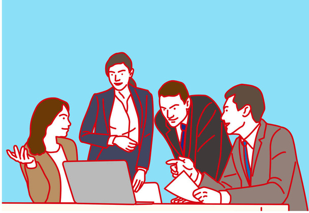 4 business staff meeting, Vector illustration
 - Вектор,изображение