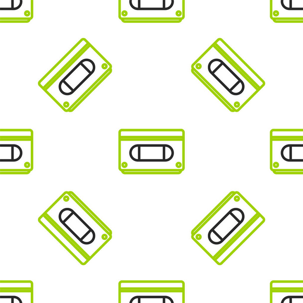 Line VHS video cassette tape icon isolated seamless pattern on white background.  Vector Illustration. - Vector, Image