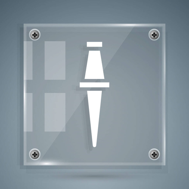 Bílá ikona Push pin izolované na šedém pozadí. Znamení připínáčků. Čtvercové sklo. Vektorová ilustrace. - Vektor, obrázek