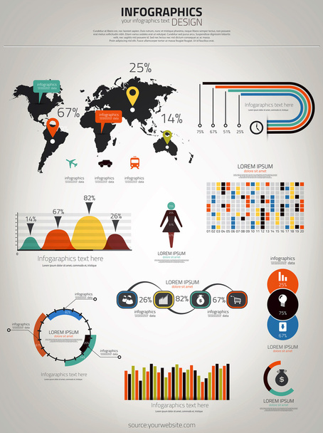 Infographics set. World Map and Information Graphics. Vector - ベクター画像