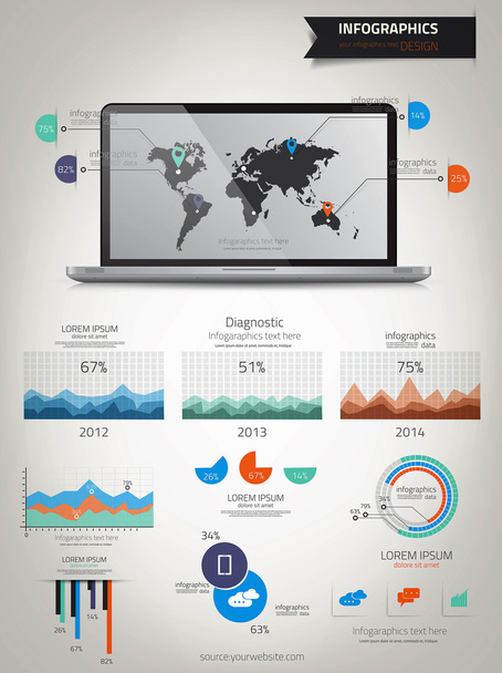 Infographics set. World Map and Information Graphics. Vector - Vektor, obrázek