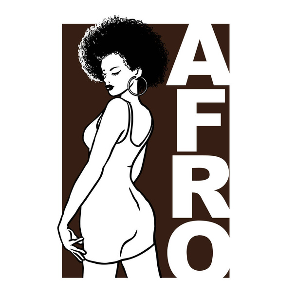 sexy afro girl vintage vector illustration - Vector, Image