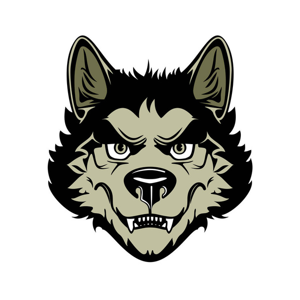 Head of angry werewolf. Vector illustration on white background - Vecteur, image