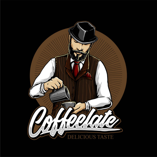 mieszalniki kawy w projektowaniu logo wektora kawiarni - Wektor, obraz