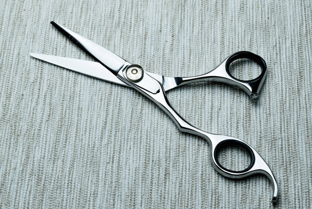 Stylish Professional Barber Scissors; Hairdresser salon concept;Haircut accessories. - Foto, immagini