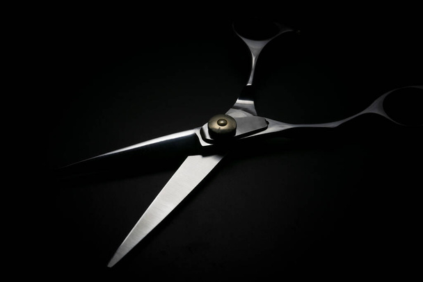 professional scissors on black background - Photo, Image