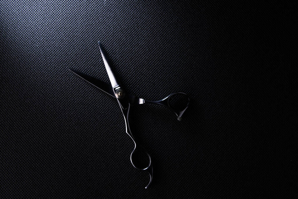 professional scissors on black background - Photo, Image
