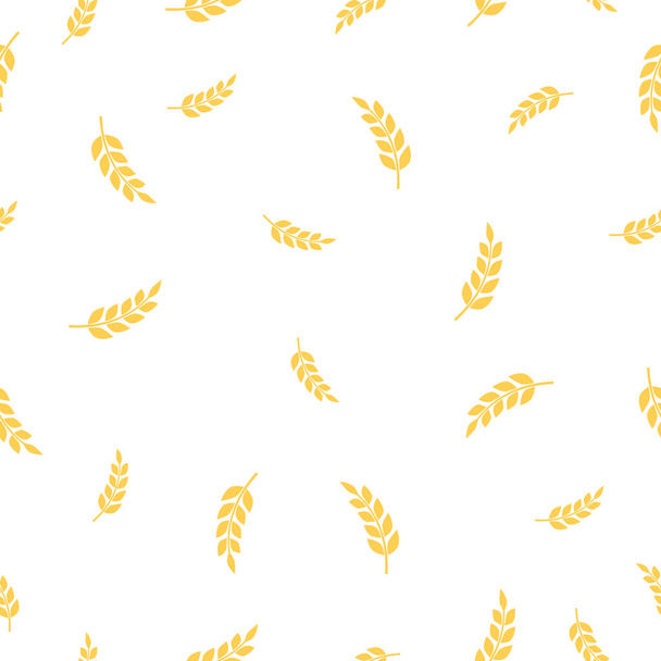 Wheat seamless pattern white background. Wheat agriculture texture vector illustration. - Vector, Image