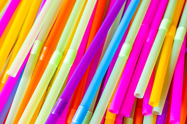 Close up to plenty colorful straws background - Photo, Image