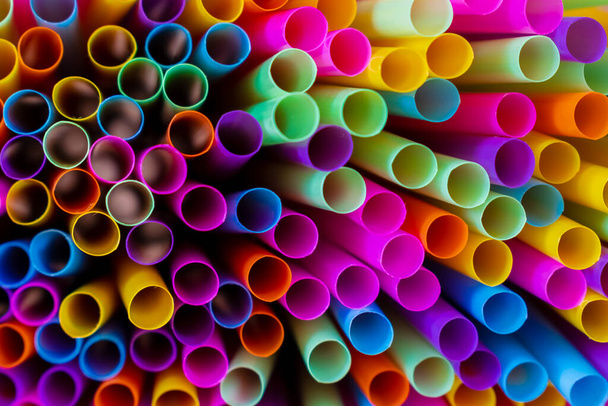 Close up to plenty colorful straws background - Foto, Imagem