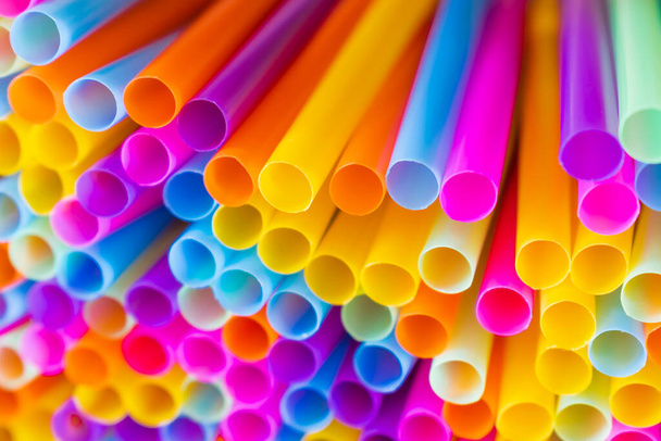 Close up to plenty colorful straws background - Photo, Image