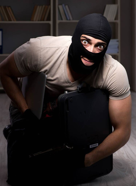 Burglar身に着けていますbalaclavaマスクで犯罪現場 - 写真・画像