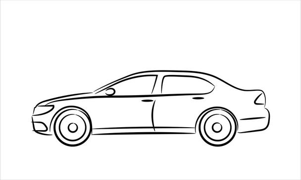  Монохромна ілюстрація автомобільної лінії седана. Рука намальована лінія мистецтва седан автомобіль
. - Фото, зображення