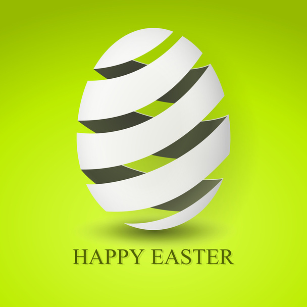 Vector green Paper card with striped easter egg - Wektor, obraz