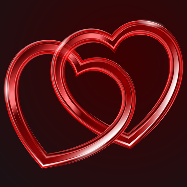 absztrakt két fényes szív alakú - Vektor, kép