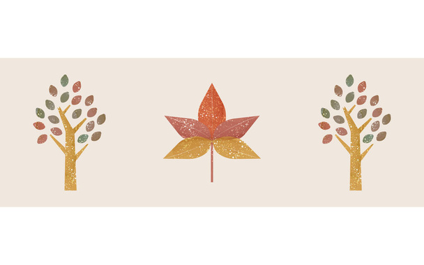Illustration of maple and roadside trees in autumn colors, transparent watercolor styl - Vector, Image