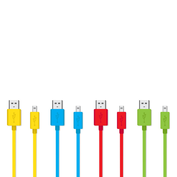 様々な色のスマートフォン充電ケーブルベクトルデザイン - ベクター画像