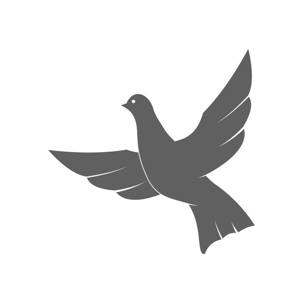 Taube oder Taube Silhouette. Symbol für Frieden, Liebe, Toleranz und Vertrauen. Vektorillustration. - Vektor, Bild