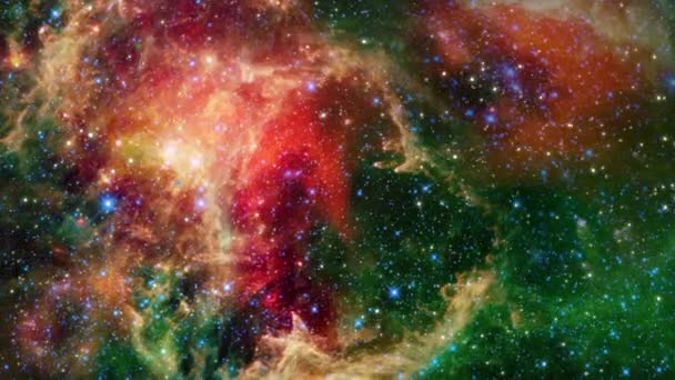 Galaxy Buiten Ruimte Exploratie. De Ziel Nevel of Embryo Nevel open sterrenhoop omgeven door een wolk van stof en gas in het sterrenbeeld Cassiopeia, in de buurt van de Hart Nevel. NASA-imago opnemen. - Video