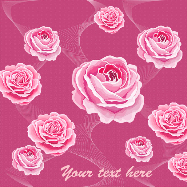 Vintage flowers set over white background. The rose elegant card. Beautiful bouquet of pink flowers and leaves. Design greeting card and invitation of the wedding, birthday. Vector illustration. Red.  - Vettoriali, immagini