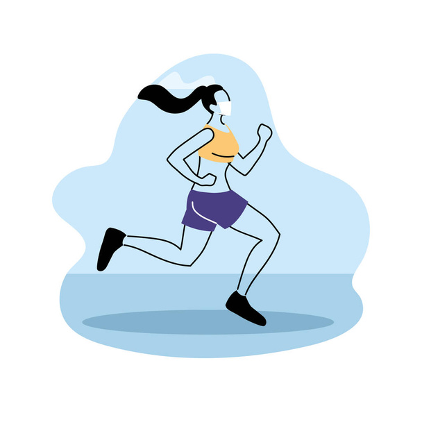 mujer joven corriendo en el parque, entrenamiento al aire libre
 - Vector, imagen