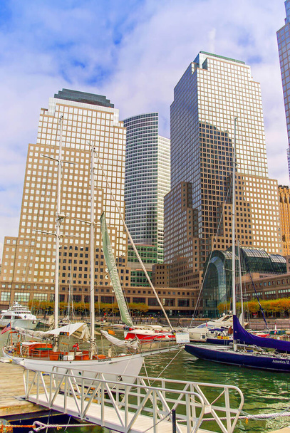 The World Trade Center marina in Manhattan in New York, USA - Фото, изображение