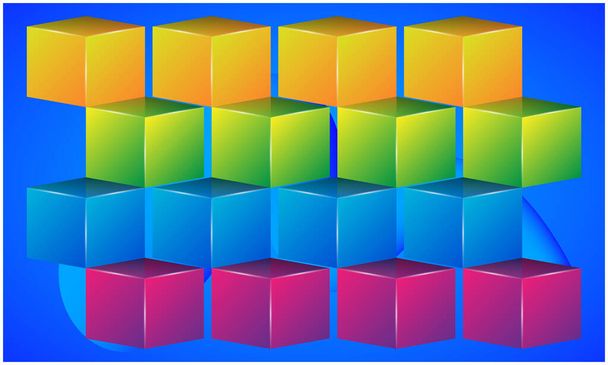 digital textile design of various cubes on abstract backgrounds - Vector, Image